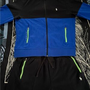 Polo Ralph Lauren Royal Blue/Black/Lime Green Interlock Track Jacket + Joggers